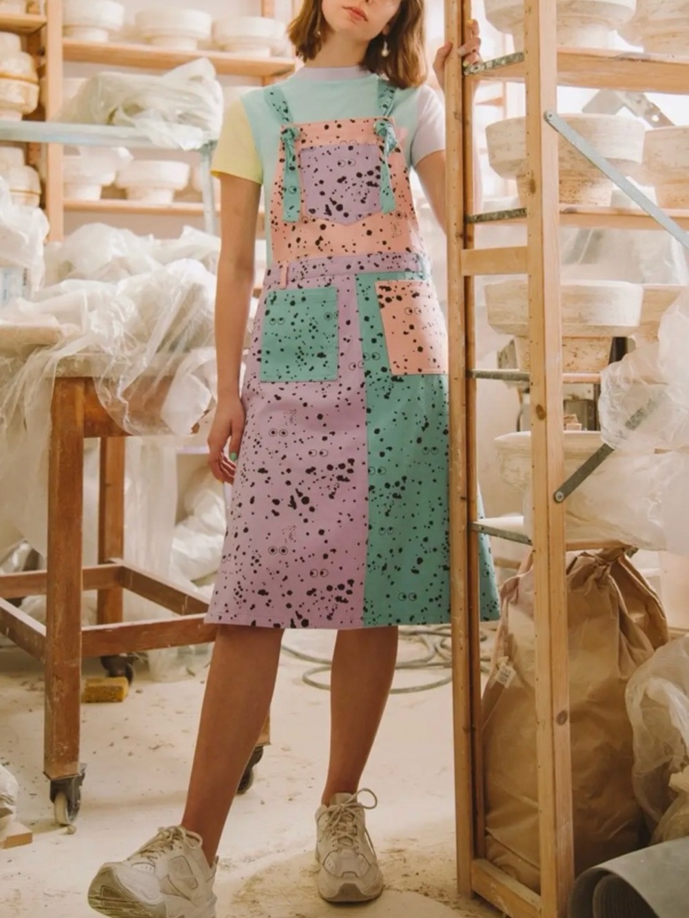 Lazy Oaf x Studio Arhoj Colorblock Splatter Pinafore
